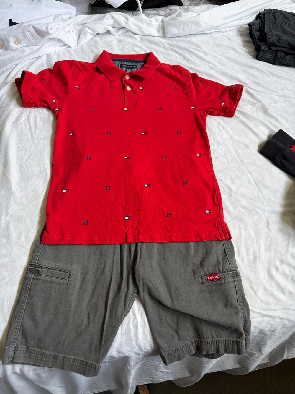 Tommy Hilfiger Kids Red Polo with Mini Logo Embroidery